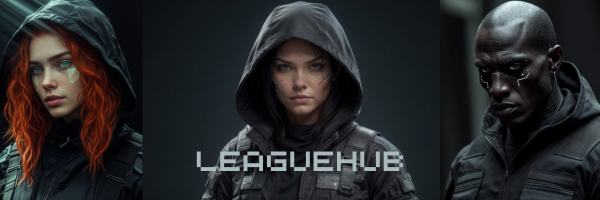 LEAGUE HUB — cyberpunk operatives in hoods